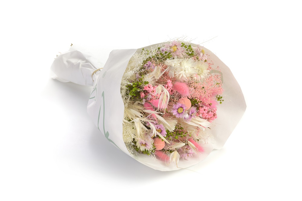 Evighedsbuket med Lyserøde tørrede blomster 40 x cm